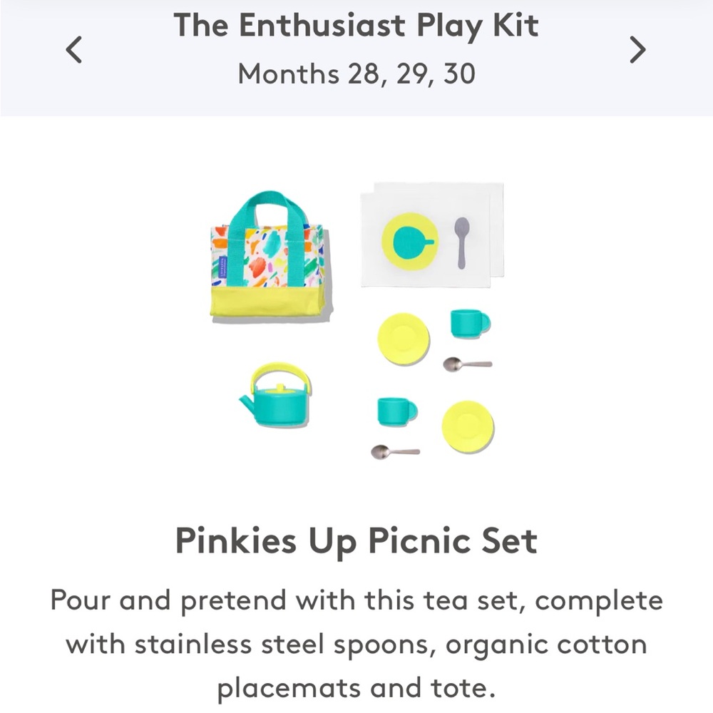 LovEvery “pinkies up picnic set” from enthusiast Montessori play kit